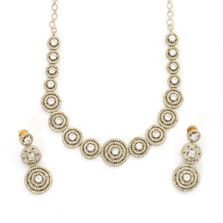 Luxurious Circular Mehendi Plated Necklace Set with Earrings