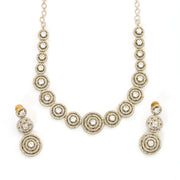 Luxurious Circular Mehendi Plated Necklace Set with Earrings