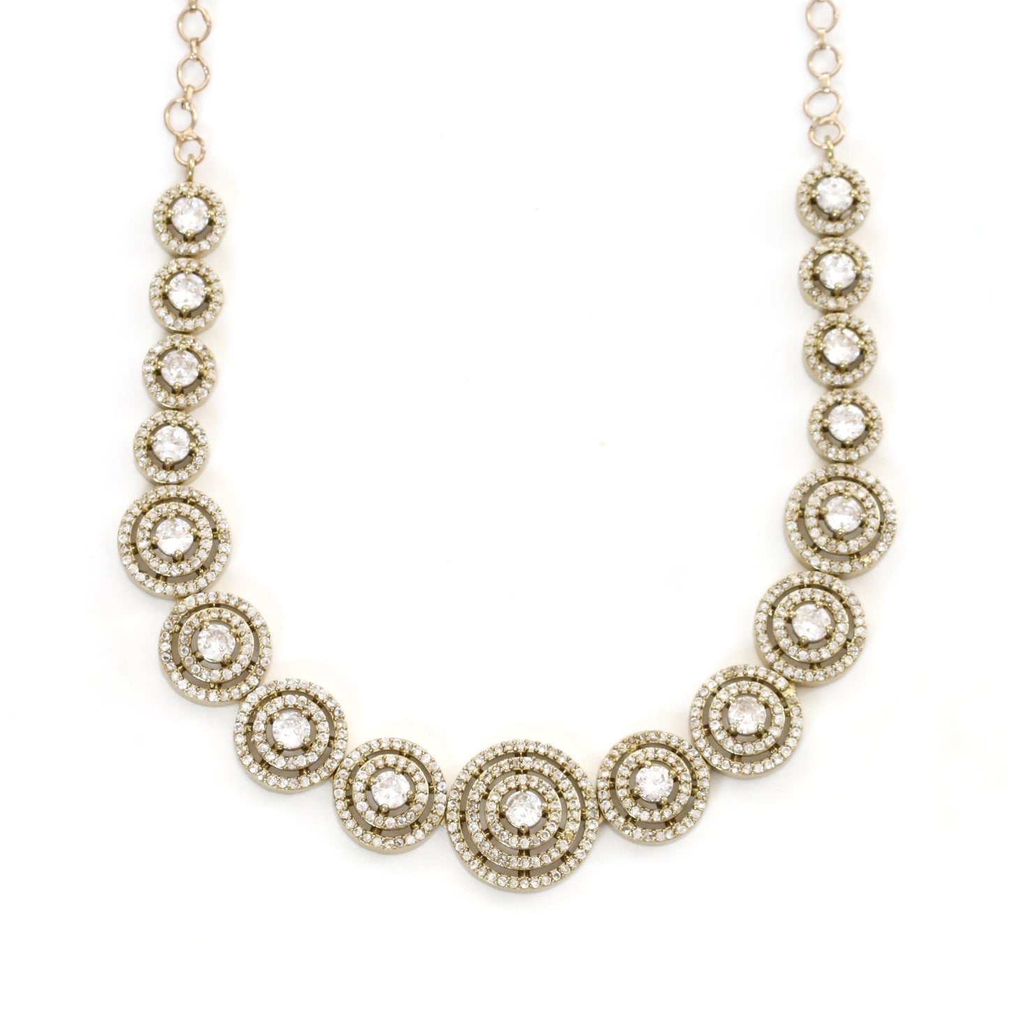 Luxurious Circular Mehendi Plated Necklace Set with Earrings