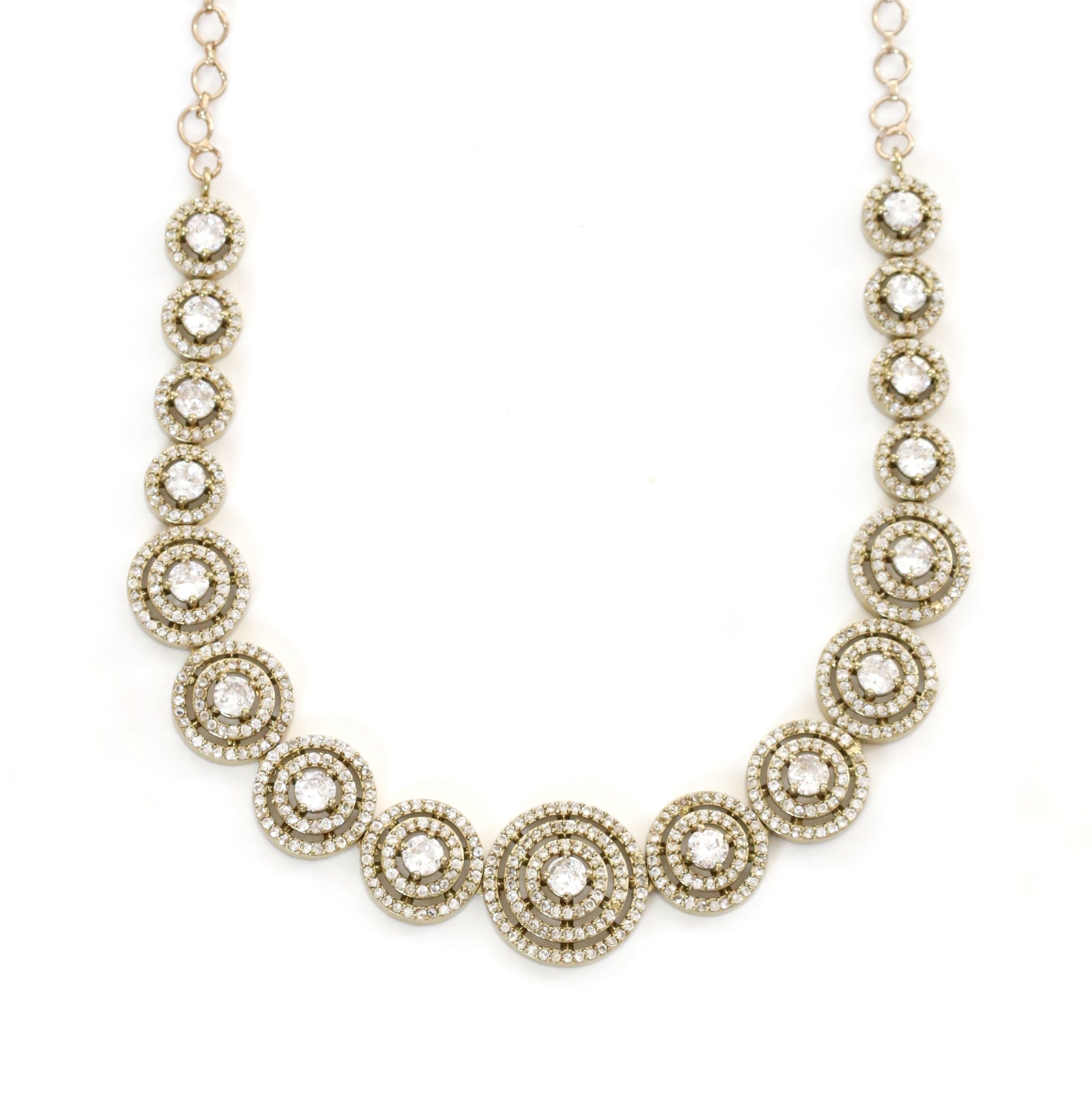 Luxurious Circular Mehendi Plated Necklace Set with Earrings