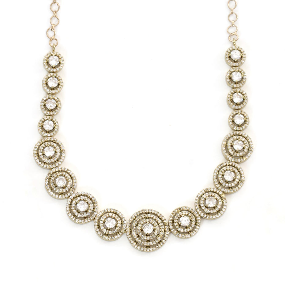 Luxurious Circular Mehendi Plated Necklace Set with Earrings