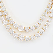 Double Layered White Stoned Gold Plated Necklace Set with Earrings