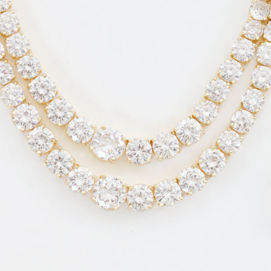 Double Layered White Stoned Gold Plated Necklace Set with Earrings