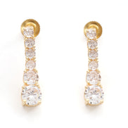 Double Layered White Stoned Gold Plated Necklace Set with Earrings