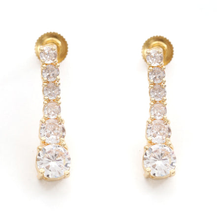 Double Layered White Stoned Gold Plated Necklace Set with Earrings