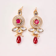 Floral Echanted Beaded Gold Plated Necklace Set with Earrings