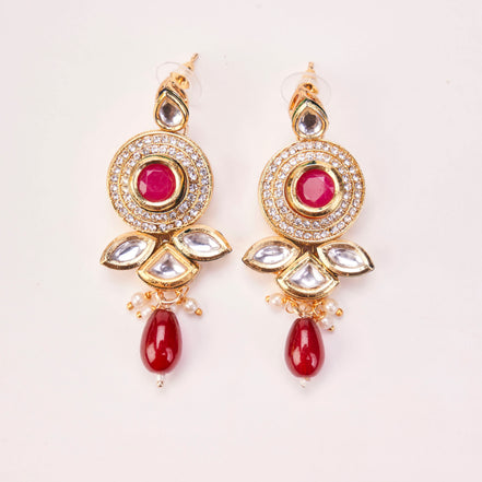 Floral Echanted Beaded Gold Plated Necklace Set with Earrings