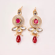 Floral Echanted Beaded Gold Plated Necklace Set with Earrings