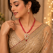 Floral Echanted Beaded Gold Plated Necklace Set with Earrings