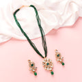 Floral Echanted Beaded Gold Plated Necklace Set with Earrings