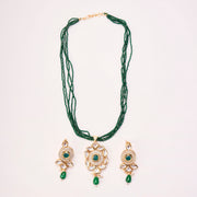 Floral Echanted Beaded Gold Plated Necklace Set with Earrings