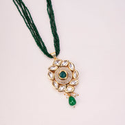 Floral Echanted Beaded Gold Plated Necklace Set with Earrings