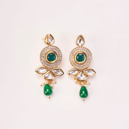 Floral Echanted Beaded Gold Plated Necklace Set with Earrings