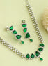 Zig Zag Enchanted Rhodium Plated Necklace Set with Earrings