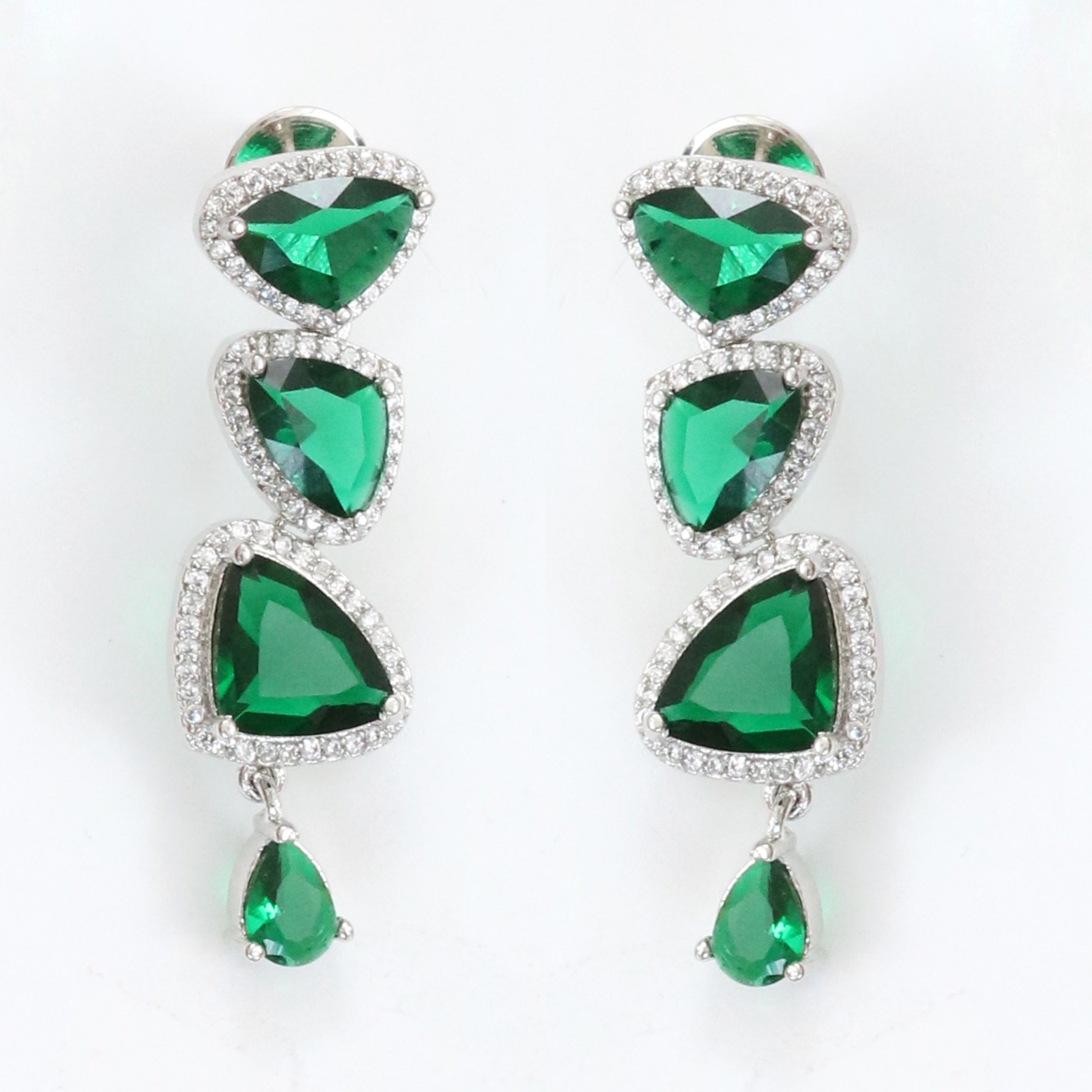 Zig Zag Enchanted Rhodium Plated Necklace Set with Earrings