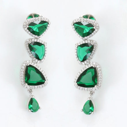 Zig Zag Enchanted Rhodium Plated Necklace Set with Earrings