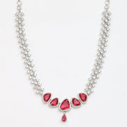 Zig Zag Enchanted Rhodium Plated Necklace Set with Earrings