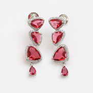 Zig Zag Enchanted Rhodium Plated Necklace Set with Earrings