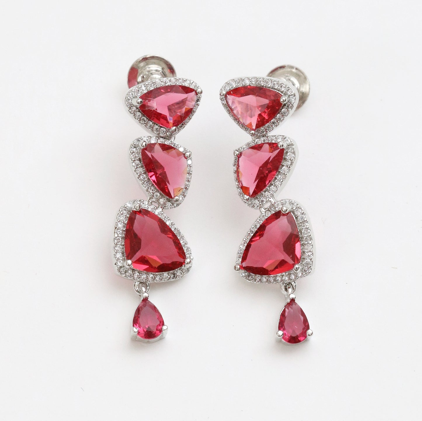 Zig Zag Enchanted Rhodium Plated Necklace Set with Earrings