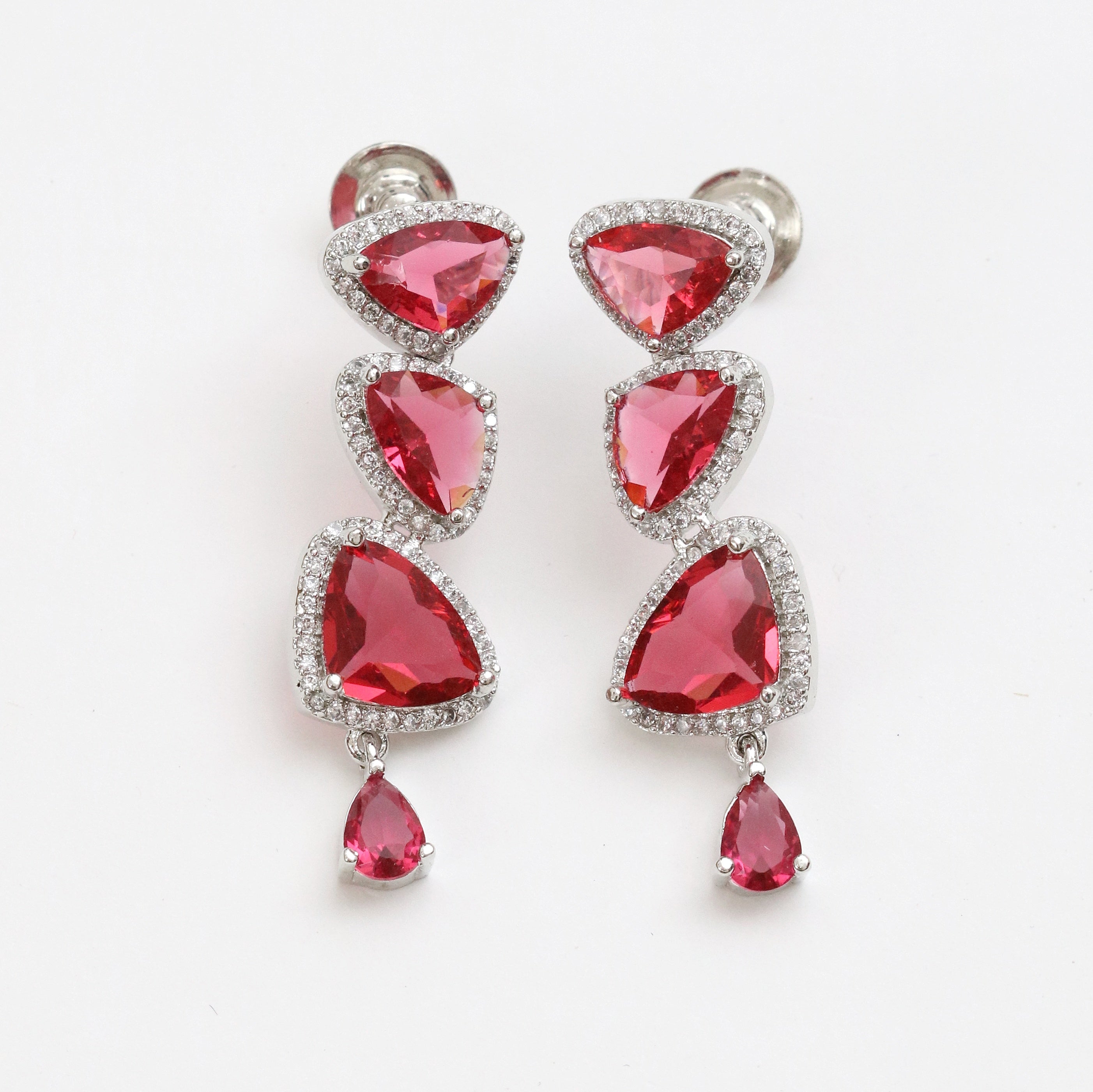 Zig Zag Enchanted Rhodium Plated Necklace Set with Earrings