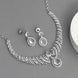 Leaf Lattice Rhodium Plated Necklace Set with Earrings