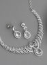 Leaf Lattice Rhodium Plated Necklace Set with Earrings