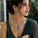 Leaf Lattice Rhodium Plated Necklace Set with Earrings