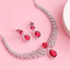 Leaf Lattice Rhodium Plated Necklace Set with Earrings