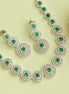Halo Designed Rhodium Plated Necklace Set with Earrings