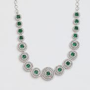 Halo Designed Rhodium Plated Necklace Set with Earrings