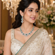 Halo Designed Rhodium Plated Necklace Set with Earrings