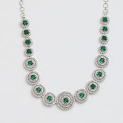 Halo Designed Rhodium Plated Necklace Set with Earrings