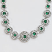 Halo Designed Rhodium Plated Necklace Set with Earrings