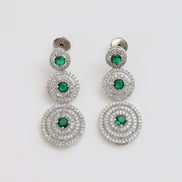 Halo Designed Rhodium Plated Necklace Set with Earrings