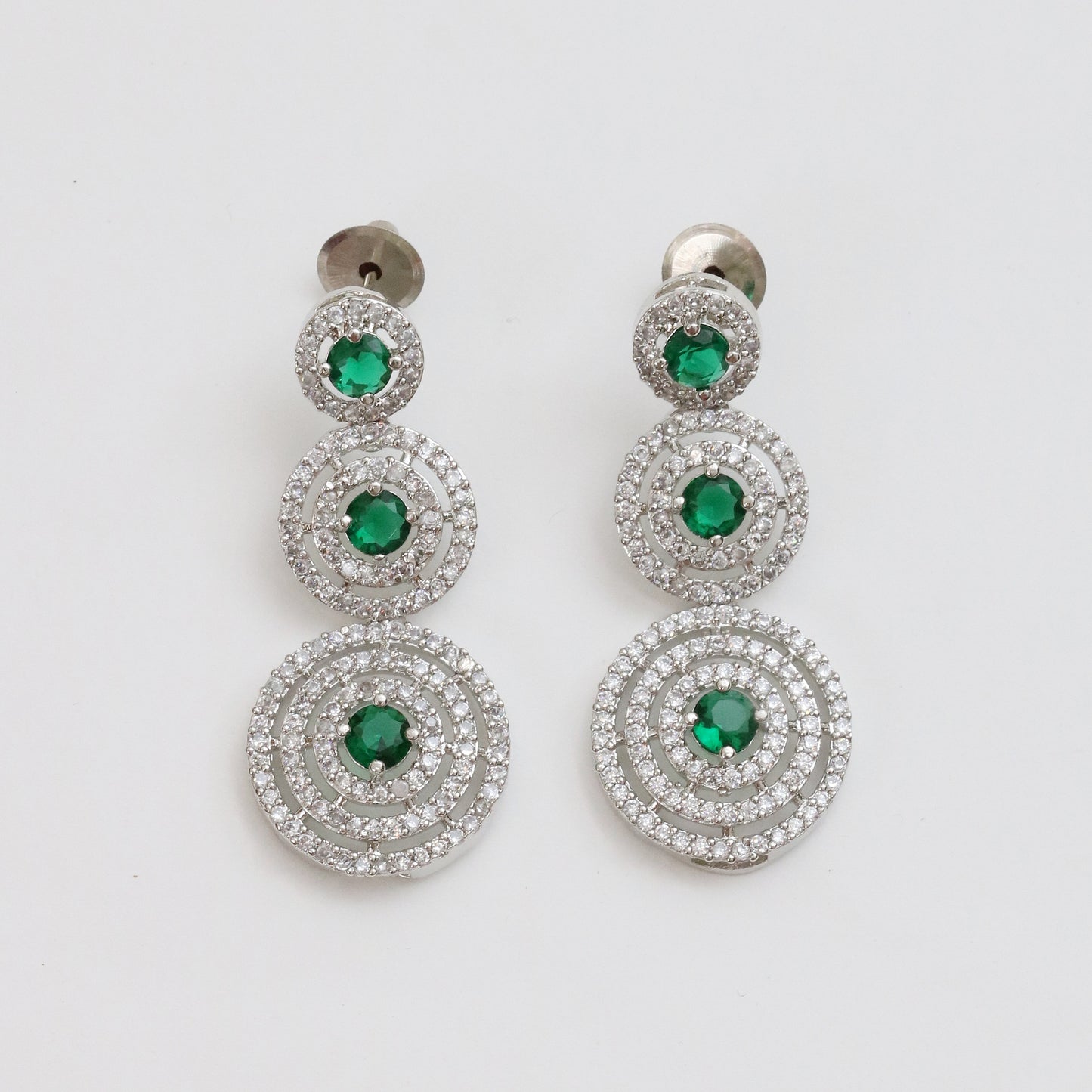 Halo Designed Rhodium Plated Necklace Set with Earrings