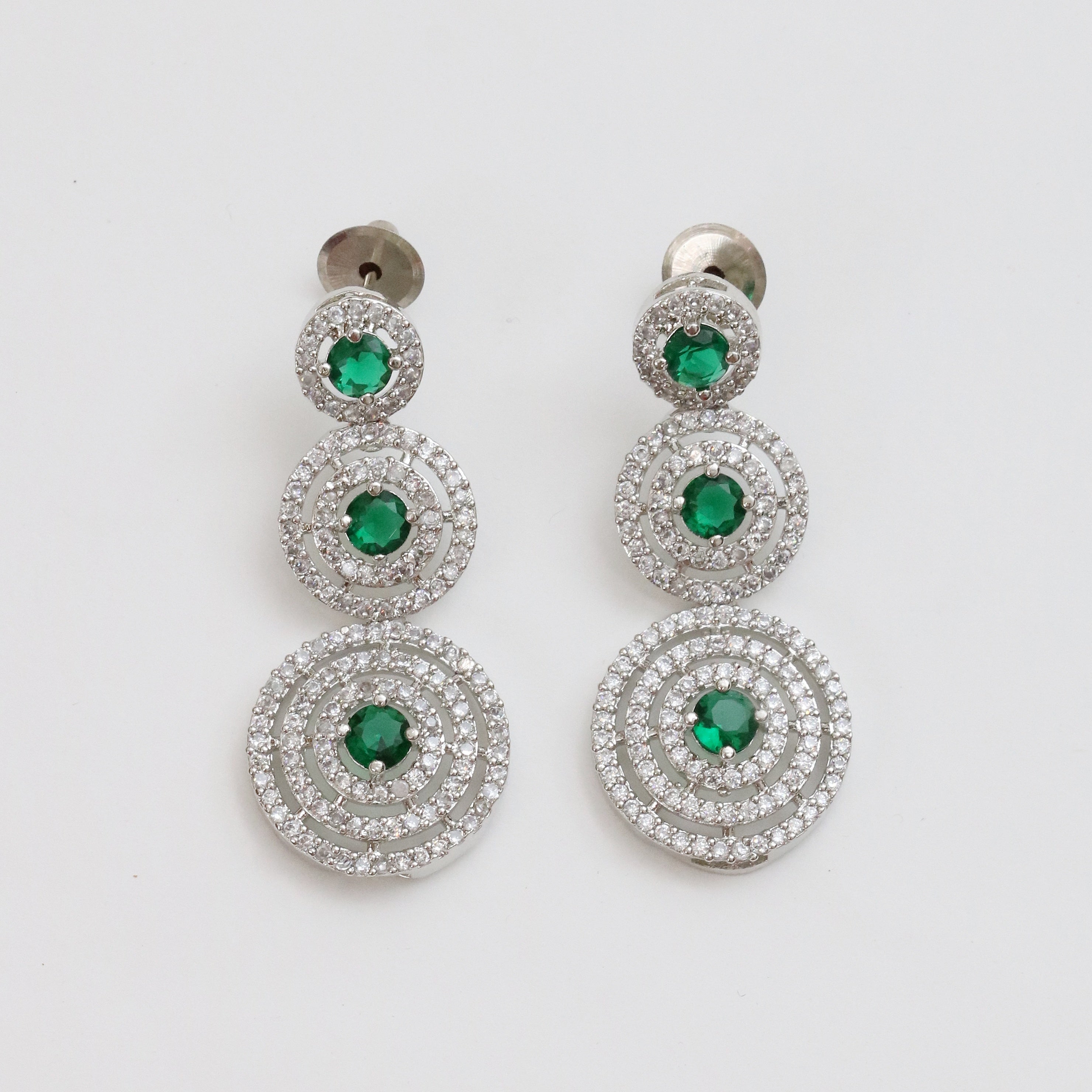 Halo Designed Rhodium Plated Necklace Set with Earrings