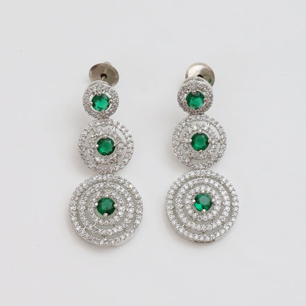 Halo Designed Rhodium Plated Necklace Set with Earrings