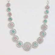 Halo Designed Rhodium Plated Necklace Set with Earrings