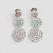 Halo Designed Rhodium Plated Necklace Set with Earrings
