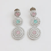 Halo Designed Rhodium Plated Necklace Set with Earrings