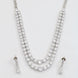 Double Layered White Stoned Rhodium Plated Necklace Set with Earrings