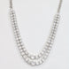 Double Layered White Stoned Rhodium Plated Necklace Set with Earrings