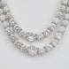 Double Layered White Stoned Rhodium Plated Necklace Set with Earrings