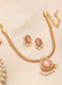 Mehendi Plated Oval Stone Traditional Attigai Necklace Set