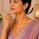 Mehendi Plated Oval Stone Traditional Attigai Necklace Set