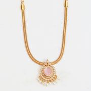 Mehendi Plated Oval Stone Traditional Attigai Necklace Set