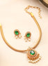 Mehendi Plated Oval Stone Traditional Attigai Necklace Set