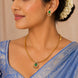 Mehendi Plated Oval Stone Traditional Attigai Necklace Set