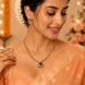 Mehendi Plated Oval Stone Traditional Attigai Necklace Set