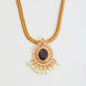 Mehendi Plated Oval Stone Traditional Attigai Necklace Set